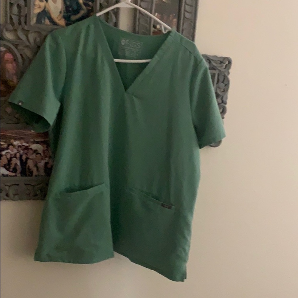 FIGS sea foam green two pocket scrub top